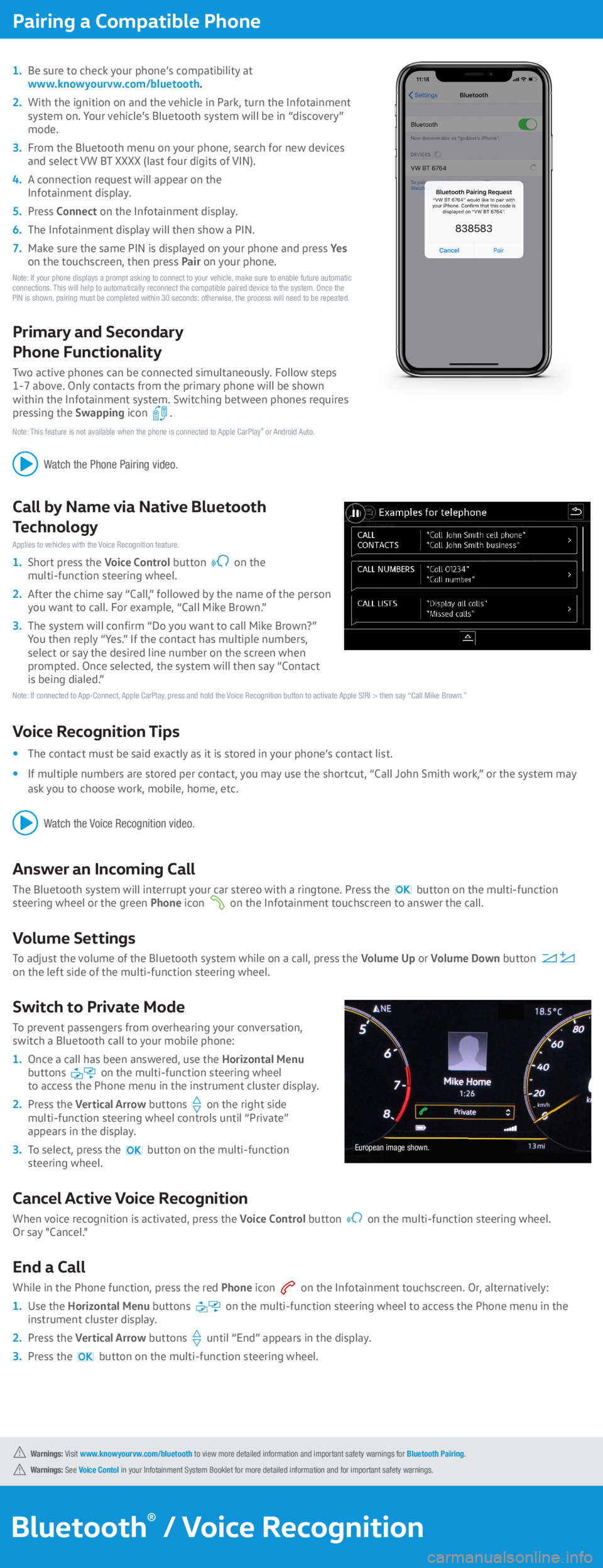 VOLKSWAGEN ARTEON 2020  Owners Manual Voice Recognition Tips
