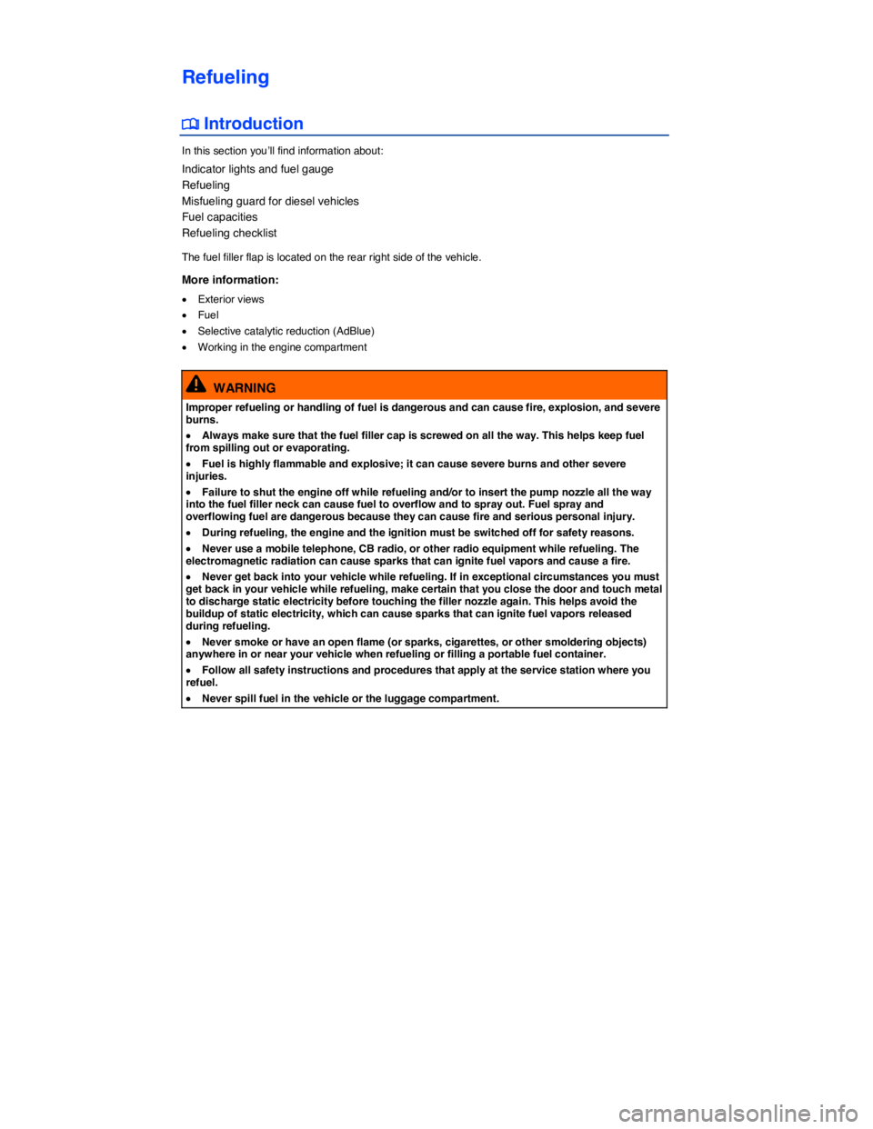 VOLKSWAGEN BEETLE 2019  Owners Manual  
Refueling 
�