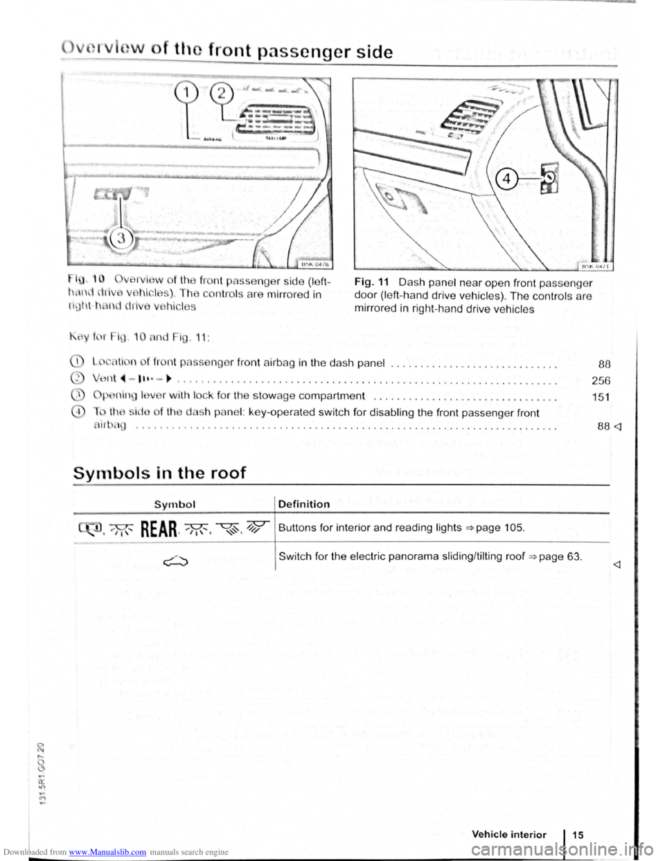 VOLKSWAGEN BEETLE 2008 User Guide Downloaded from www.Manualslib.com manuals search engine front passenger side
fro nt p asse nger side (leftÂ
con tro ls are mirro red in
Fig. 11 D as h pa ne l nea r ope n front passeng er
d VOLKSWAGEN BEETLE 2008 User Guide Downloaded from www.Manualslib.com manuals search engine front passenger side
fro nt p asse nger side (leftÂ
con tro ls are mirro red in
Fig. 11 D as h pa ne l nea r ope n front passeng er
d