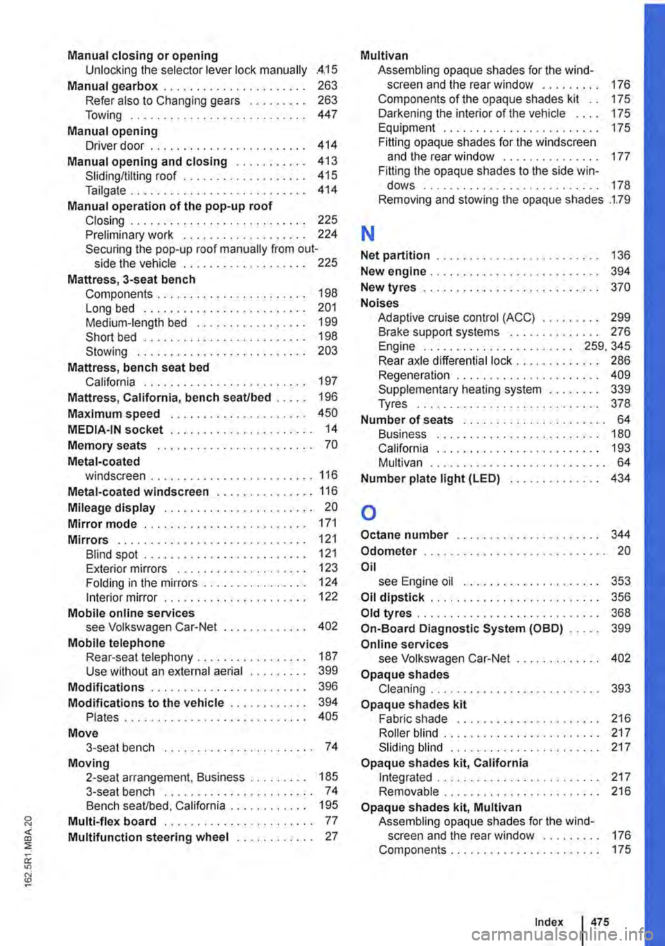 VOLKSWAGEN TRANSPORTER 2021 Owners Manual Manual closing or opening Unlocking the selector lever lock manually
Manual gearbox ..................... . Refer also to Changing gears ........ . Towing .......................... .
Manual opening VOLKSWAGEN TRANSPORTER 2021 Owners Manual Manual closing or opening Unlocking the selector lever lock manually
Manual gearbox ..................... . Refer also to Changing gears ........ . Towing .......................... .
Manual opening