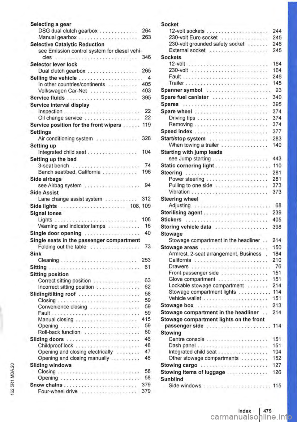VOLKSWAGEN TRANSPORTER 2013 Owners Manual Selecting a gear DSG dual clutch gearbox . . . . . . . . . . . . . 264 Manual gearbox . . . . . . . . . . . . . . . . . . . . 263
Selective Catalytic Reduction see Emission control system for diesel VOLKSWAGEN TRANSPORTER 2013 Owners Manual Selecting a gear DSG dual clutch gearbox . . . . . . . . . . . . . 264 Manual gearbox . . . . . . . . . . . . . . . . . . . . 263
Selective Catalytic Reduction see Emission control system for diesel