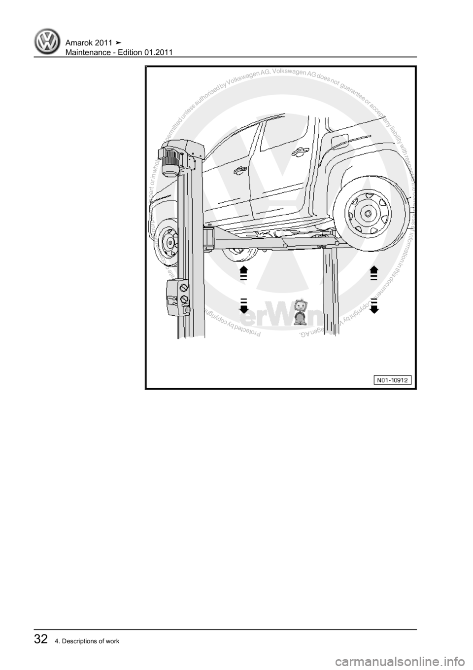 VOLKSWAGEN AMAROK 2010 Owners Guide Protected by copyright. Copying for private or commercial purposes, in partor in whole, is not permitted unless authorised by Volkswagen AG. Volkswagen AG does notguarantee or accept any liability wit