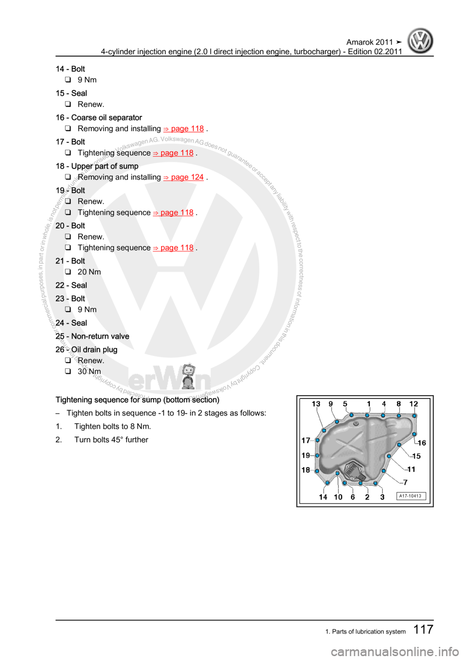 VOLKSWAGEN AMAROK 2011  Workshop Manual Protected by copyright. Copying for private or commercial purposes, in partor in whole, is not permitted unless authorised by Volkswagen AG. Volkswagen AG does notguarantee or accept any liability wit