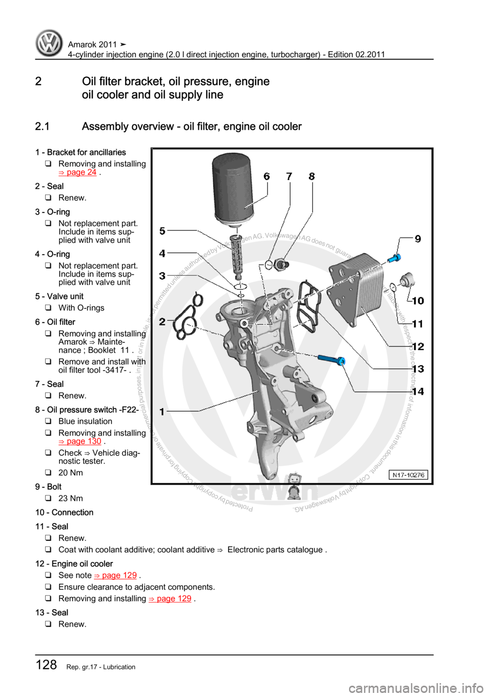 VOLKSWAGEN AMAROK 2011  Workshop Manual Protected by copyright. Copying for private or commercial purposes, in partor in whole, is not permitted unless authorised by Volkswagen AG. Volkswagen AG does notguarantee or accept any liability wit