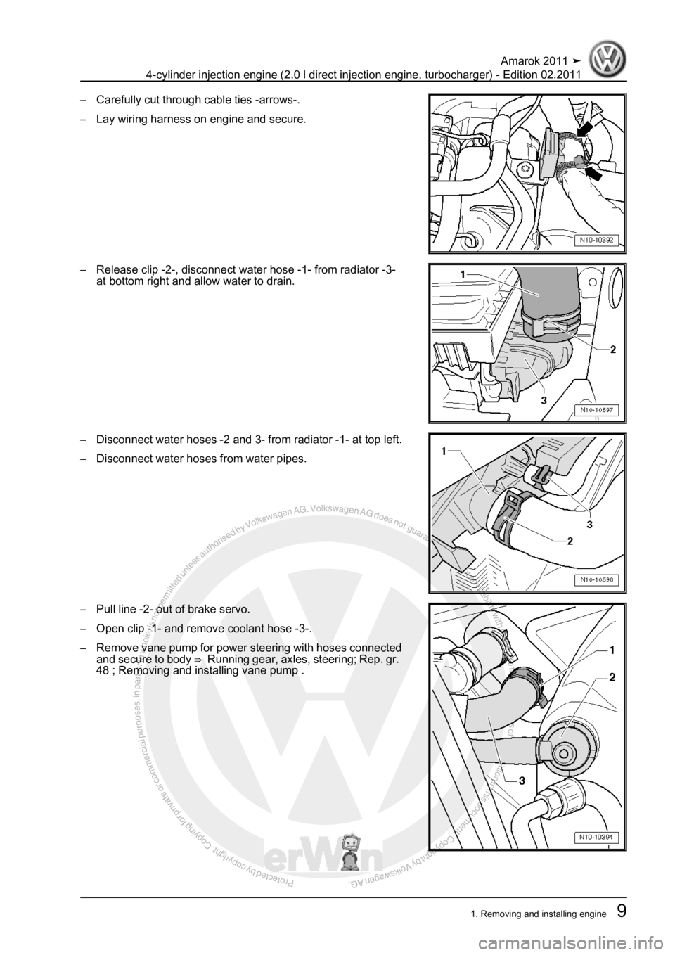 VOLKSWAGEN AMAROK 2011 User Guide Protected by copyright. Copying for private or commercial purposes, in partor in whole, is not permitted unless authorised by Volkswagen AG. Volkswagen AG does notguarantee or accept any liability wit