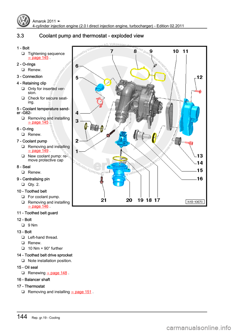VOLKSWAGEN AMAROK 2011  Workshop Manual Protected by copyright. Copying for private or commercial purposes, in partor in whole, is not permitted unless authorised by Volkswagen AG. Volkswagen AG does notguarantee or accept any liability wit