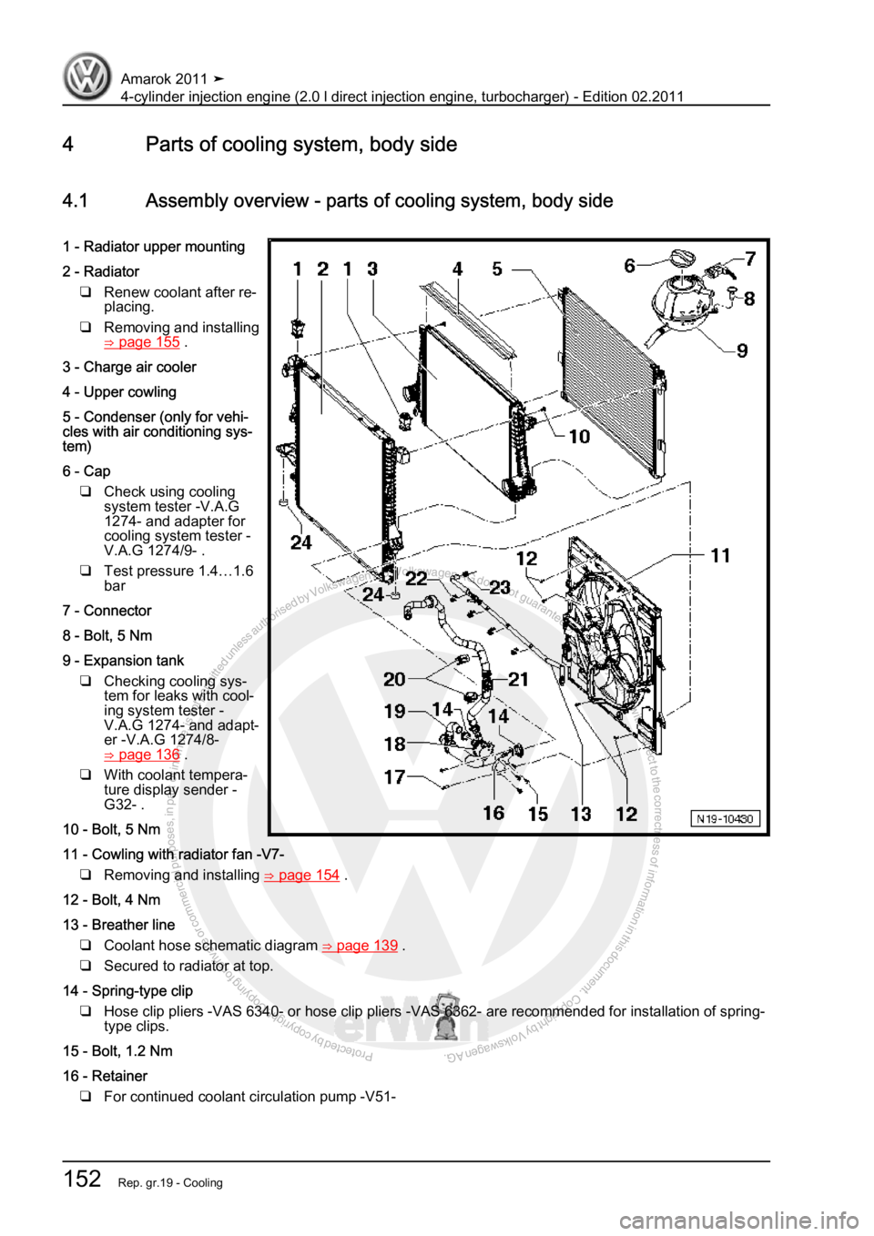 VOLKSWAGEN AMAROK 2011  Workshop Manual Protected by copyright. Copying for private or commercial purposes, in partor in whole, is not permitted unless authorised by Volkswagen AG. Volkswagen AG does notguarantee or accept any liability wit