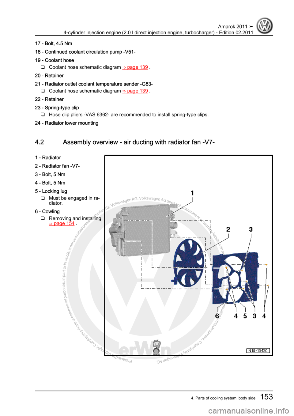 VOLKSWAGEN AMAROK 2011  Workshop Manual Protected by copyright. Copying for private or commercial purposes, in partor in whole, is not permitted unless authorised by Volkswagen AG. Volkswagen AG does notguarantee or accept any liability wit