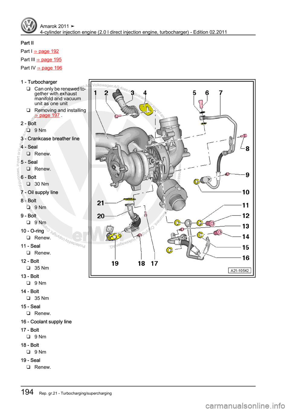VOLKSWAGEN AMAROK 2011  Workshop Manual Protected by copyright. Copying for private or commercial purposes, in partor in whole, is not permitted unless authorised by Volkswagen AG. Volkswagen AG does notguarantee or accept any liability wit
