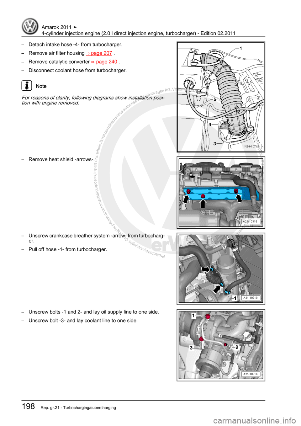 VOLKSWAGEN AMAROK 2011  Workshop Manual Protected by copyright. Copying for private or commercial purposes, in partor in whole, is not permitted unless authorised by Volkswagen AG. Volkswagen AG does notguarantee or accept any liability wit