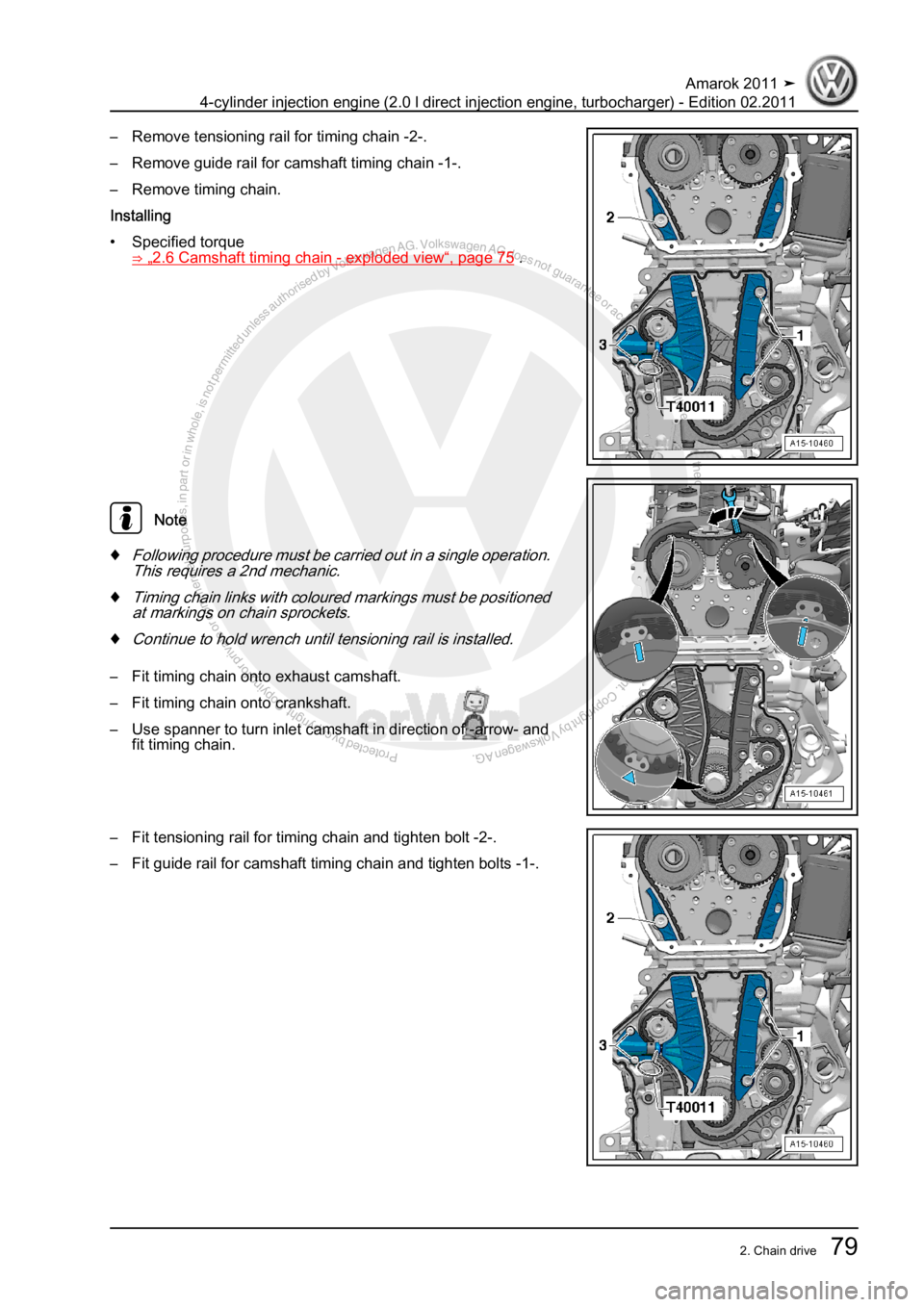 VOLKSWAGEN AMAROK 2011 Manual Online Protected by copyright. Copying for private or commercial purposes, in partor in whole, is not permitted unless authorised by Volkswagen AG. Volkswagen AG does notguarantee or accept any liability wit