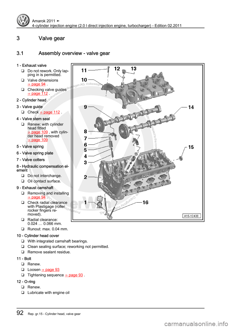 VOLKSWAGEN AMAROK 2011 Owners Manual Protected by copyright. Copying for private or commercial purposes, in partor in whole, is not permitted unless authorised by Volkswagen AG. Volkswagen AG does notguarantee or accept any liability wit