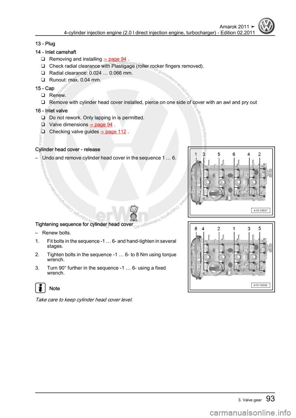 VOLKSWAGEN AMAROK 2011 Owners Manual Protected by copyright. Copying for private or commercial purposes, in partor in whole, is not permitted unless authorised by Volkswagen AG. Volkswagen AG does notguarantee or accept any liability wit