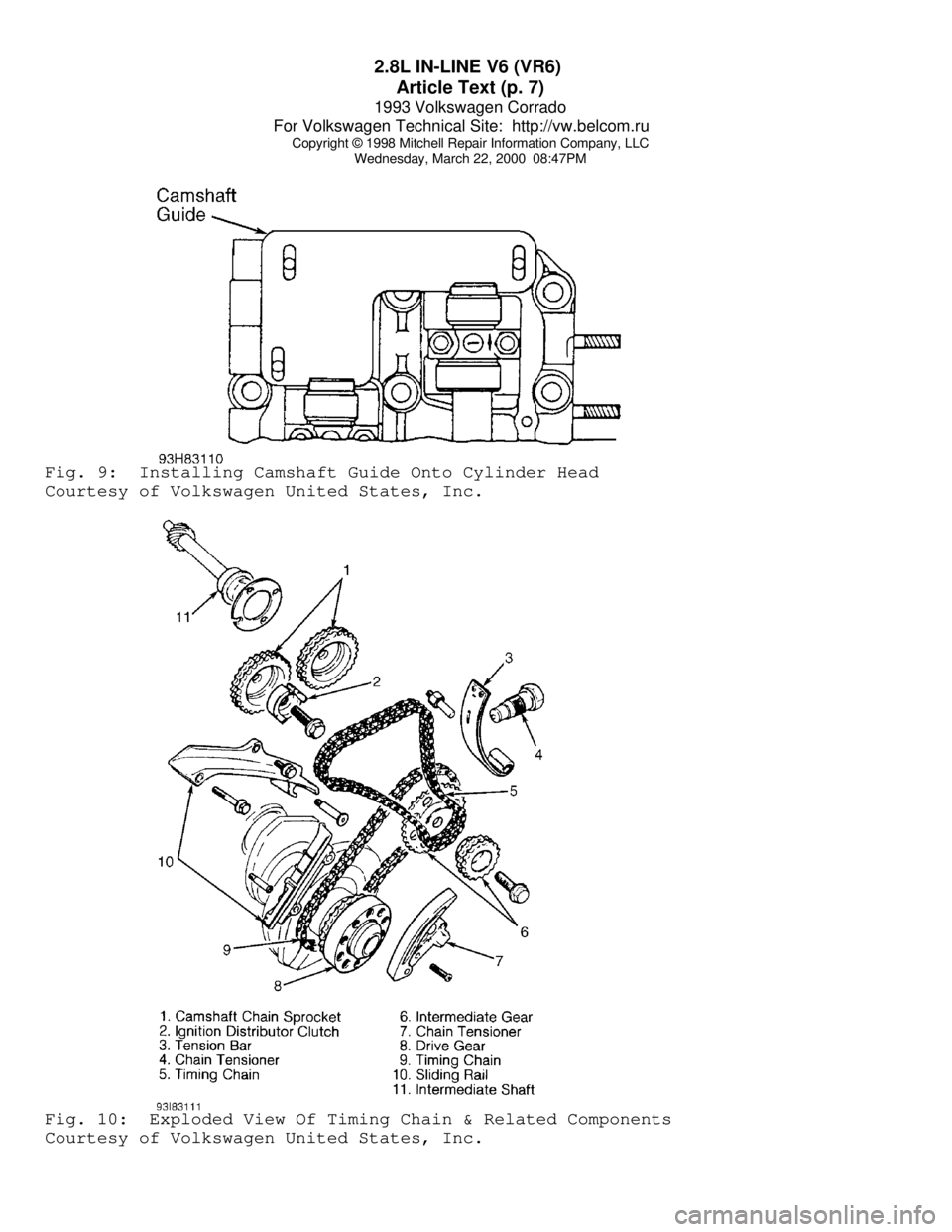 VOLKSWAGEN CORRADO 1993 Repair Manual 2.8L IN-LINE V6 (VR6)
Article Text (p. 7)
1993 Volkswagen Corrado
For Volkswagen Technical Site: http://vw.belcom.ru
Copyright © 1998 Mitchell Repair Information Company, LLC
Wednesday, March 2 VOLKSWAGEN CORRADO 1993 Repair Manual 2.8L IN-LINE V6 (VR6)
Article Text (p. 7)
1993 Volkswagen Corrado
For Volkswagen Technical Site: http://vw.belcom.ru
Copyright © 1998 Mitchell Repair Information Company, LLC
Wednesday, March 2