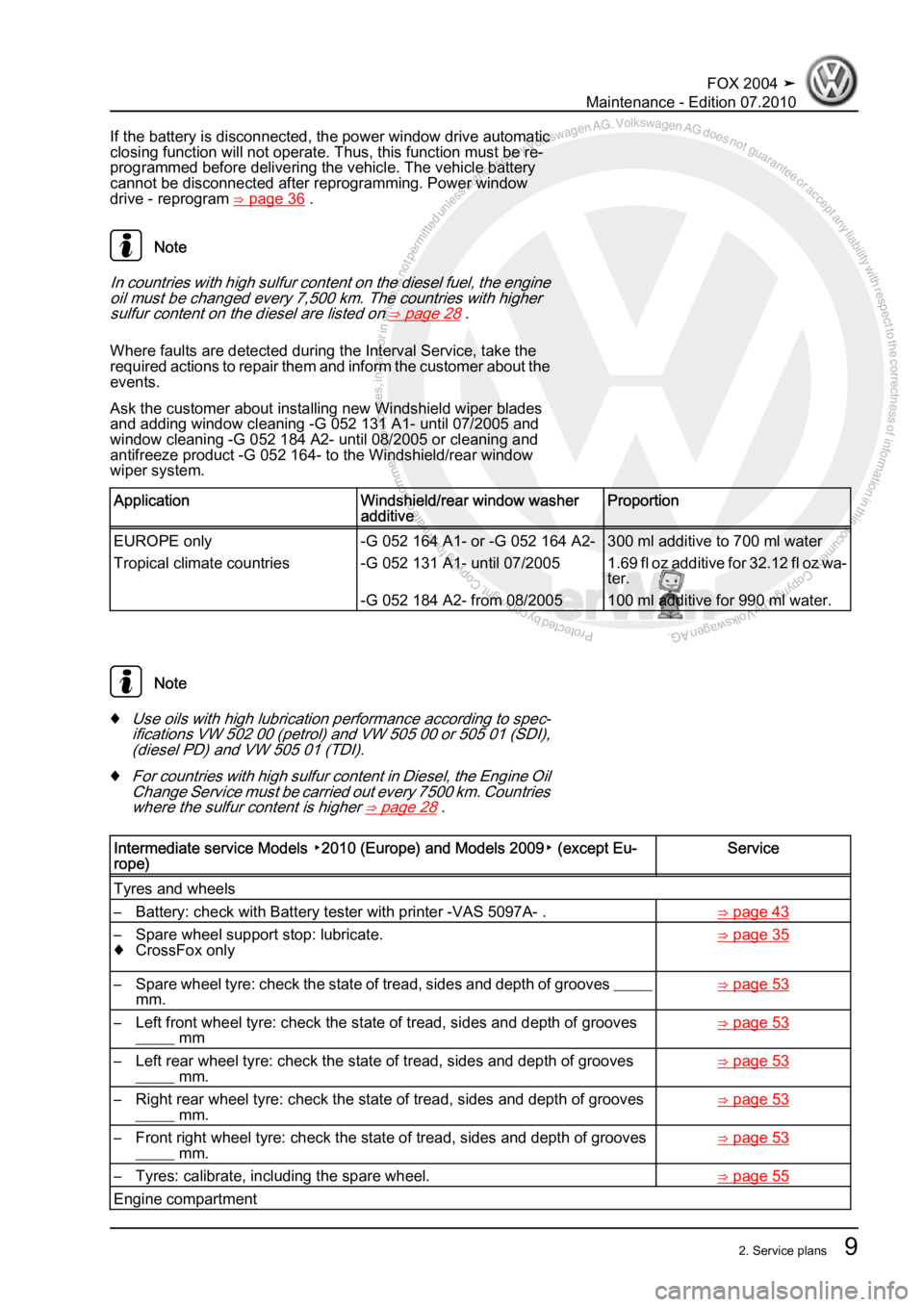 VOLKSWAGEN FOX 2004 User Guide Protected by copyright. Copying for private or commercial purposes, in partor in whole, is not permitted unless authorised by Volkswagen AG. Volkswagen AG does notguarantee or accept any liability wit