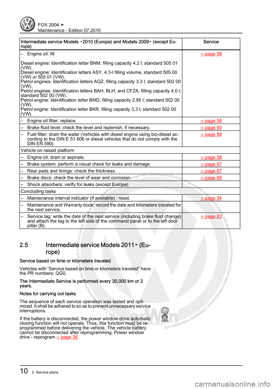 VOLKSWAGEN FOX 2004 User Guide Protected by copyright. Copying for private or commercial purposes, in partor in whole, is not permitted unless authorised by Volkswagen AG. Volkswagen AG does notguarantee or accept any liability wit