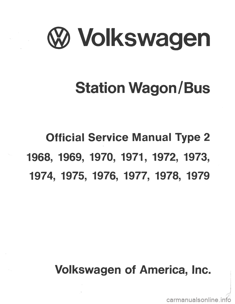 VOLKSWAGEN T2 1968 Service Manual VOLKSWAGEN T2 1968 Service Manual