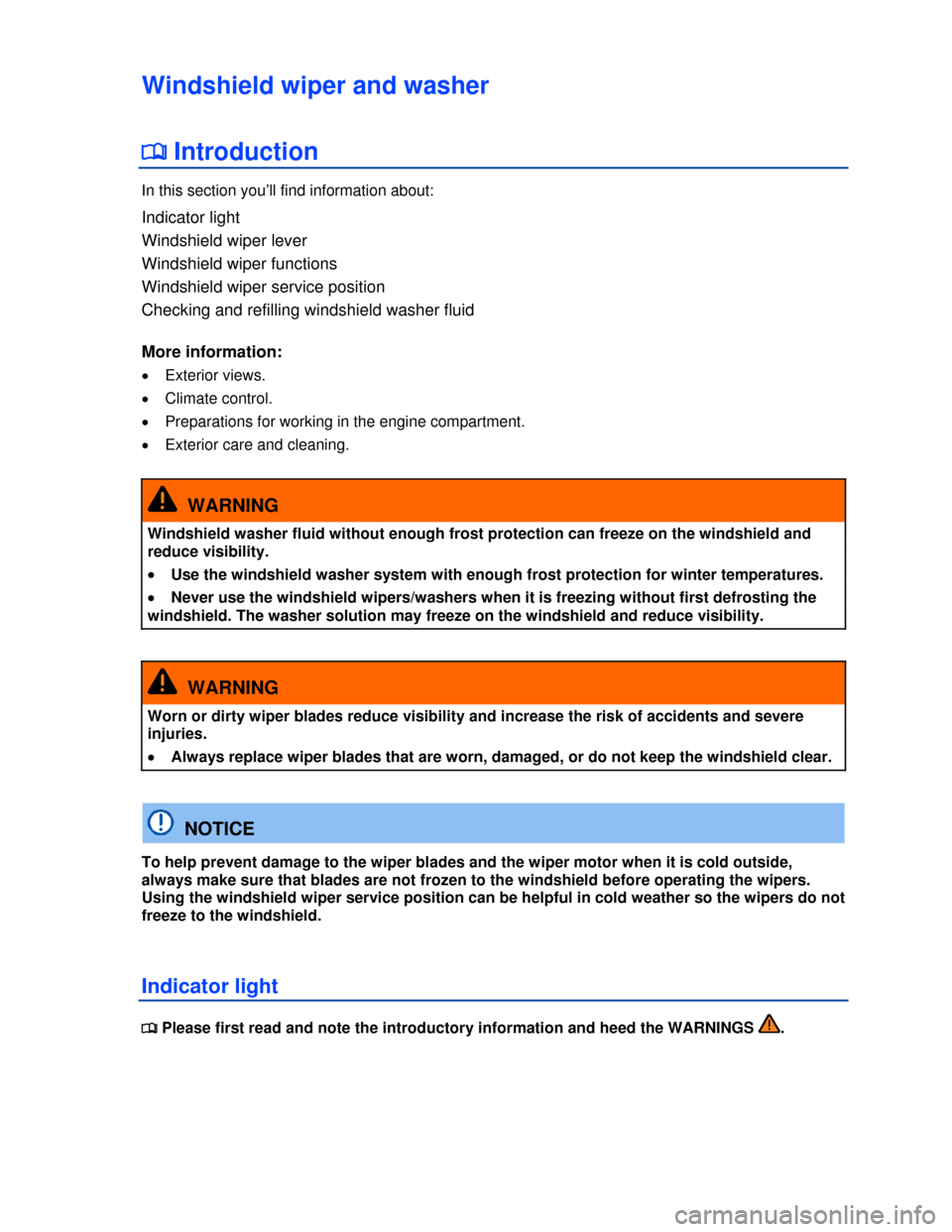 VOLKSWAGEN BEETLE 2013 3.G Manual PDF  
Windshield wiper and washer 
�