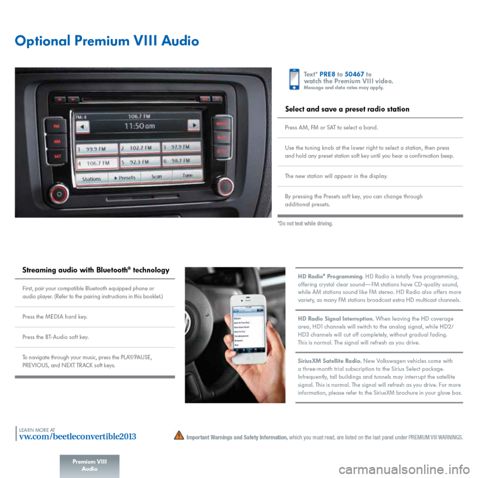 VOLKSWAGEN BEETLE 2013 3.G Quick Start Guide 