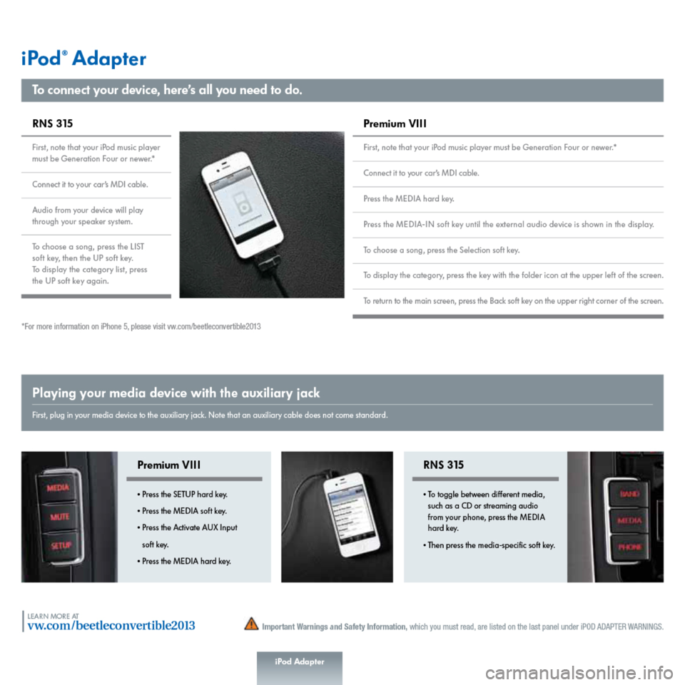 VOLKSWAGEN BEETLE 2013 3.G Quick Start Guide 