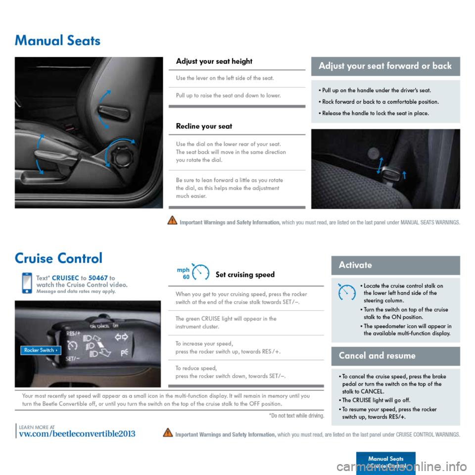 VOLKSWAGEN BEETLE 2013 3.G Quick Start Guide 