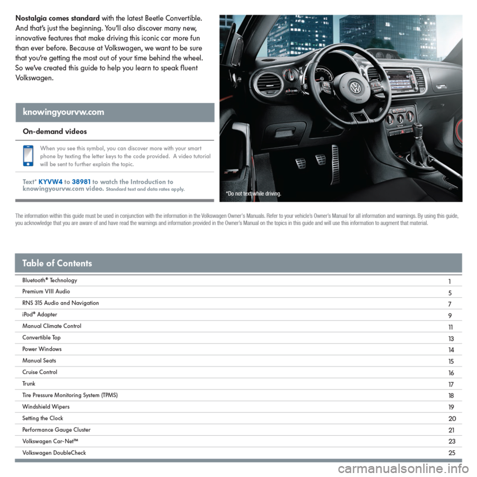 VOLKSWAGEN BEETLE CONVERTIBLE 2014 3.G Quick Start Guide 