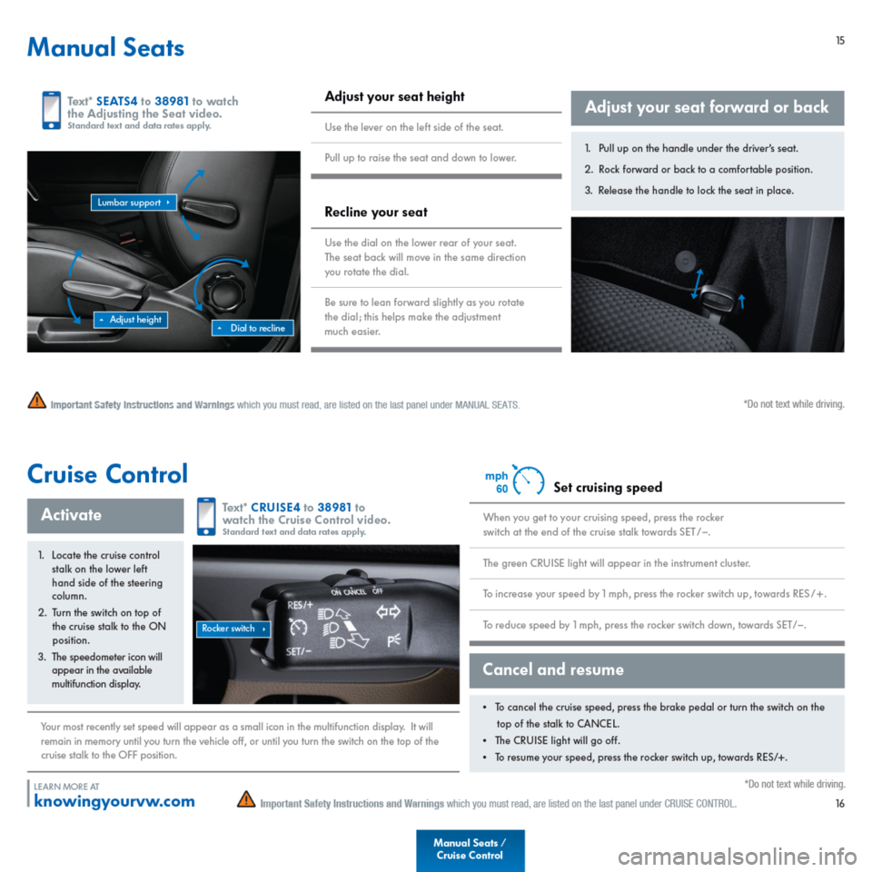 VOLKSWAGEN BEETLE CONVERTIBLE 2014 3.G Quick Start Guide 