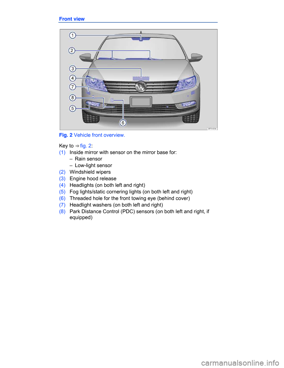 VOLKSWAGEN PASSAT CC 2015 1.G Owners Manual