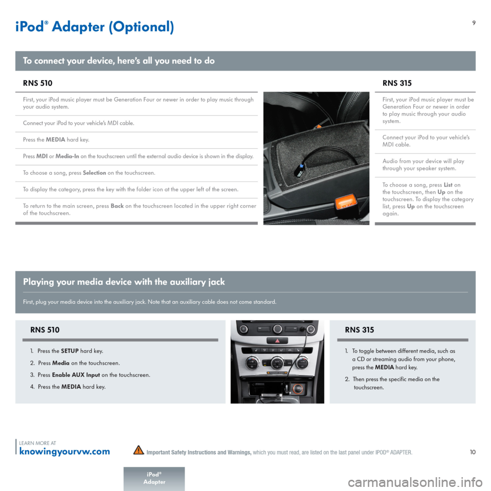 VOLKSWAGEN PASSAT CC 2015 1.G Quick Start Guide 