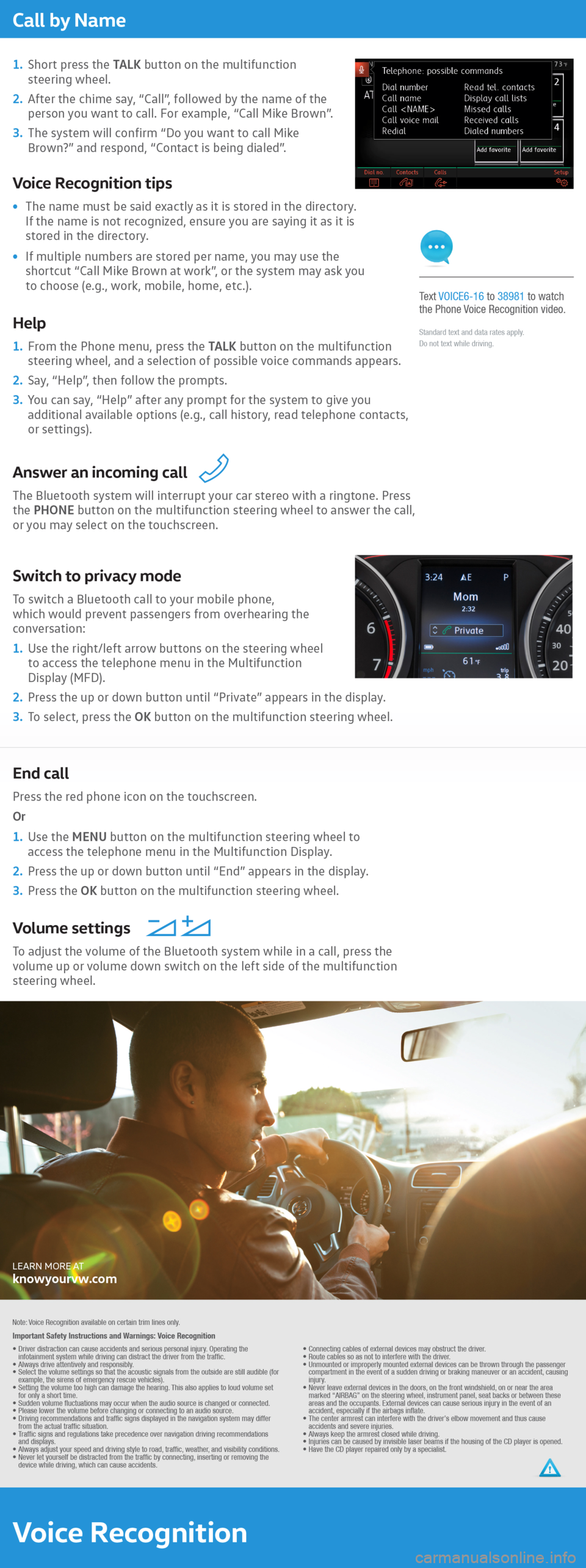 VOLKSWAGEN PASSAT CC 2016 1.G Quick Start Guide 