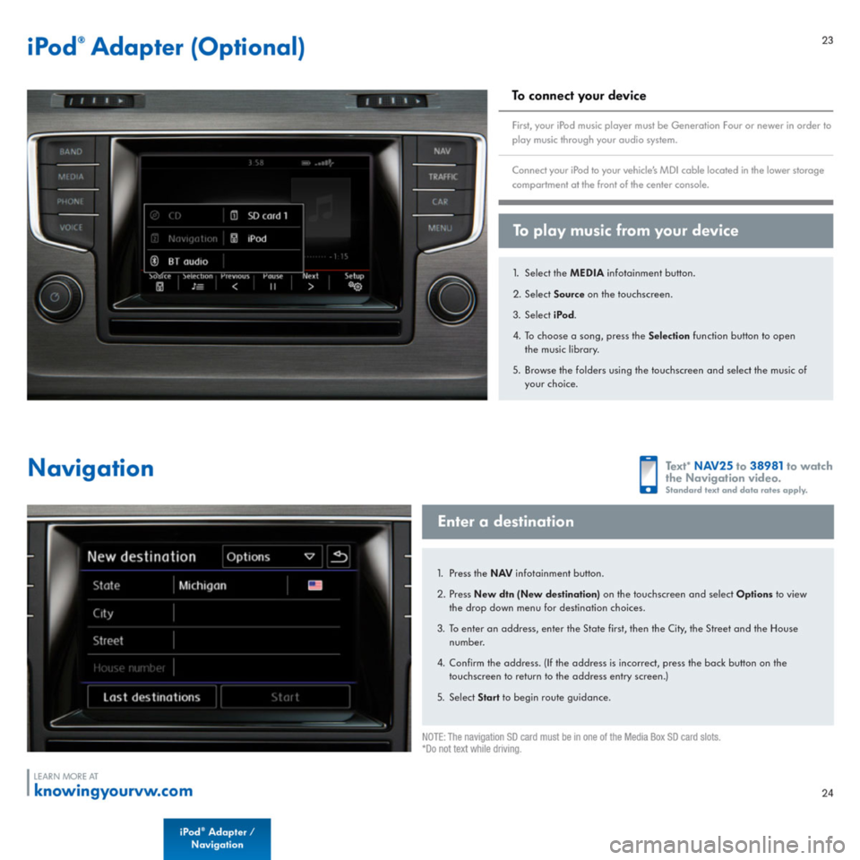 VOLKSWAGEN E GOLF 2015 5G / 7.G Quick Start Guide 