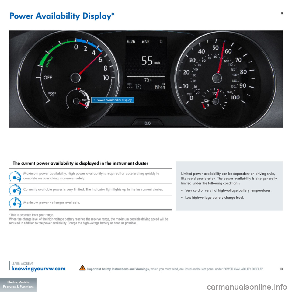 VOLKSWAGEN E GOLF 2015 5G / 7.G Quick Start Guide 