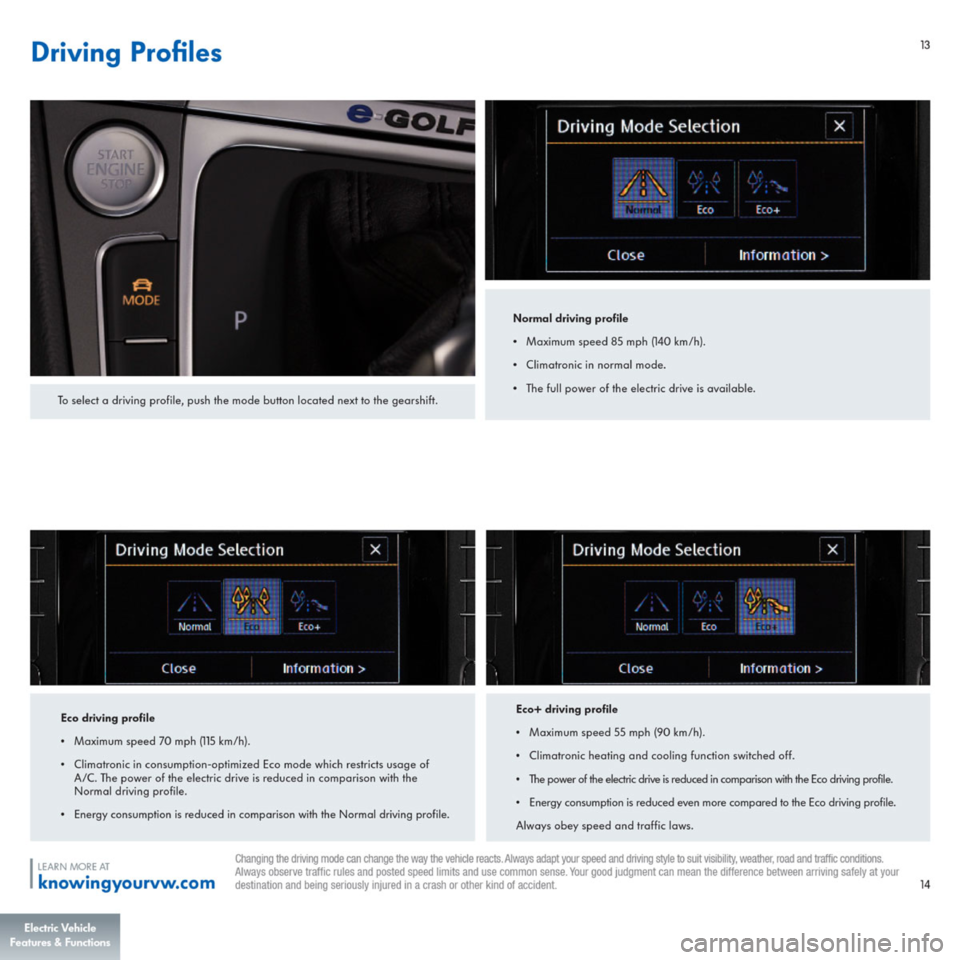 VOLKSWAGEN E GOLF 2015 5G / 7.G Quick Start Guide 