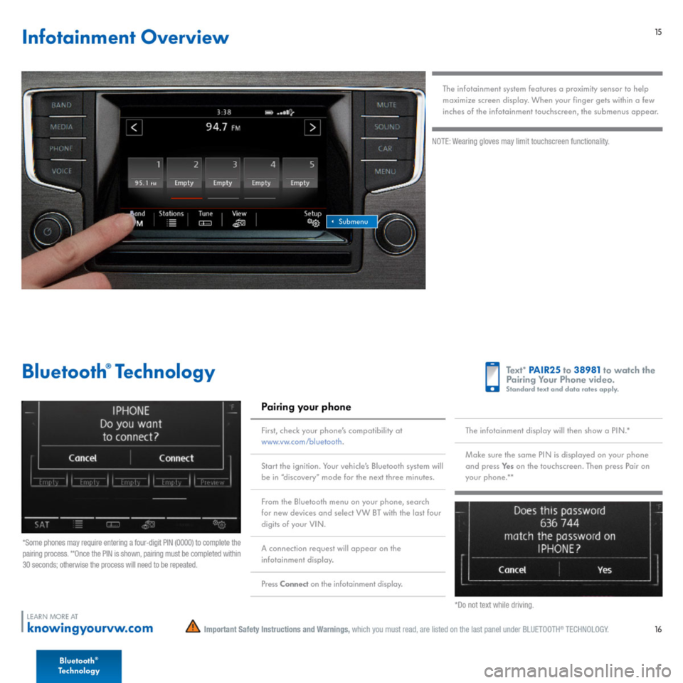 VOLKSWAGEN E GOLF 2015 5G / 7.G Quick Start Guide 