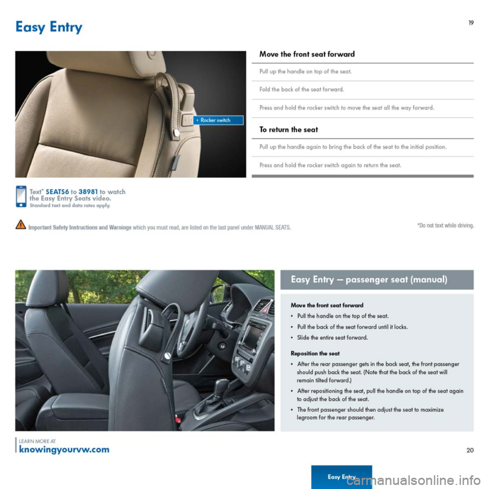 VOLKSWAGEN EOS 2014 1.G Quick Start Guide VOLKSWAGEN EOS 2014 1.G Quick Start Guide