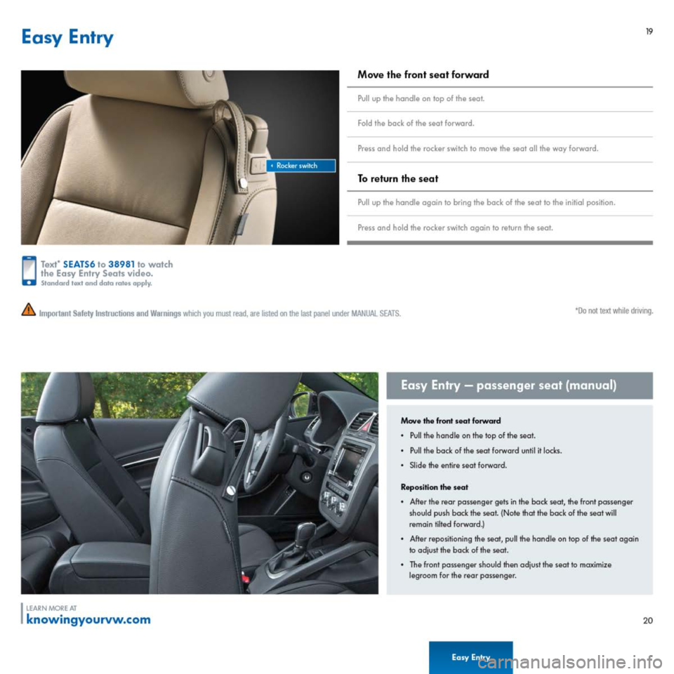 VOLKSWAGEN EOS 2014 1.G Quick Start Guide 