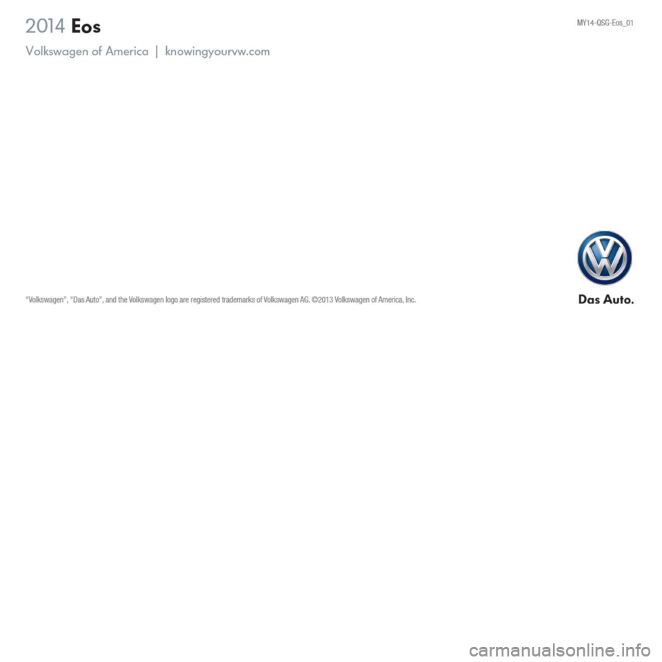 VOLKSWAGEN EOS 2014 1.G Quick Start Guide 