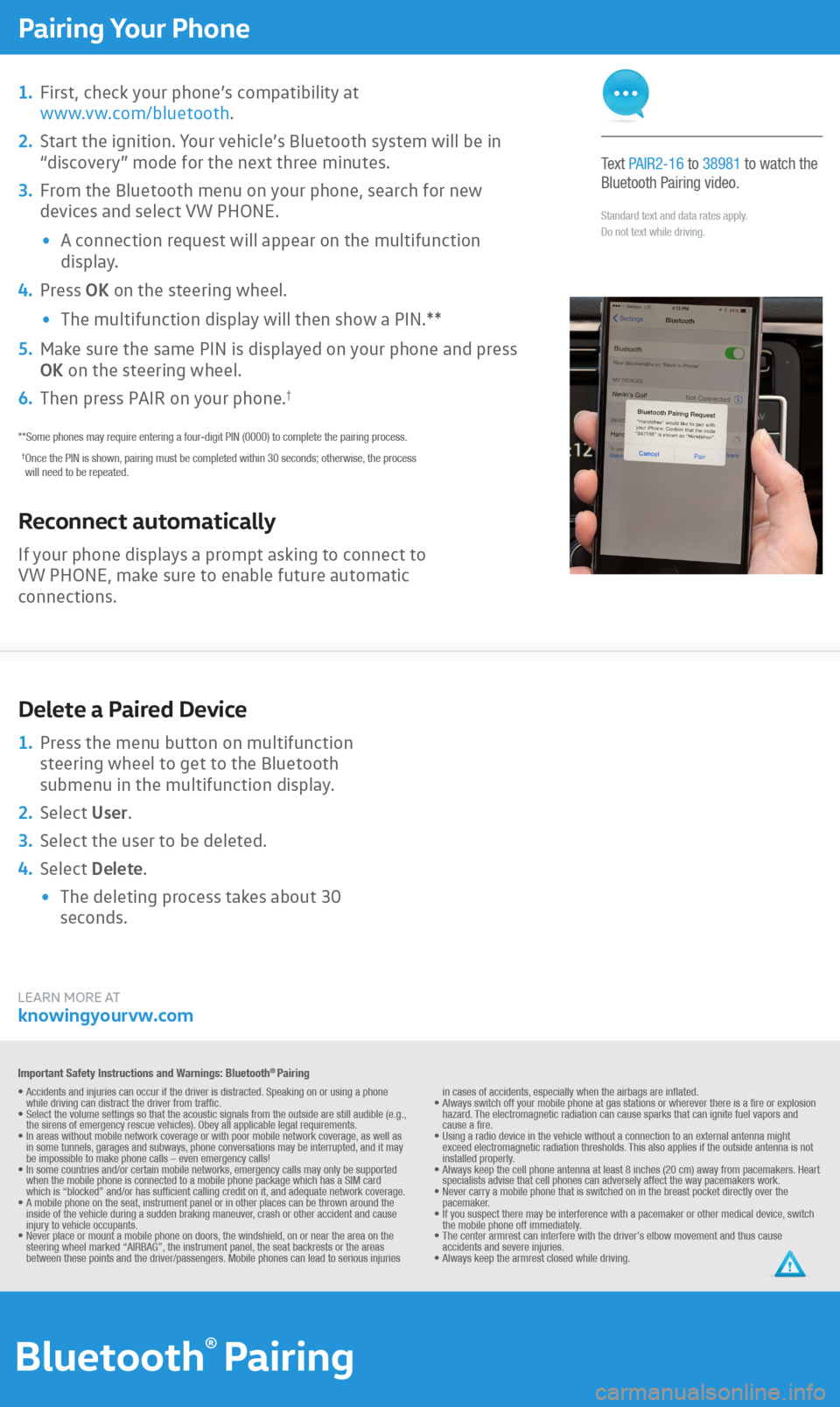 VOLKSWAGEN EOS 2016 1.G Quick Start Guide 