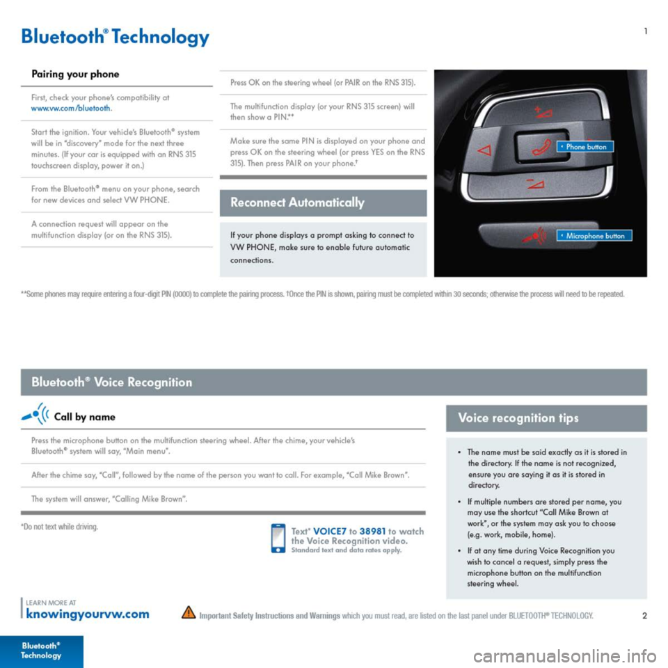 VOLKSWAGEN GOLF 2014 5G / 7.G Quick Start Guide 