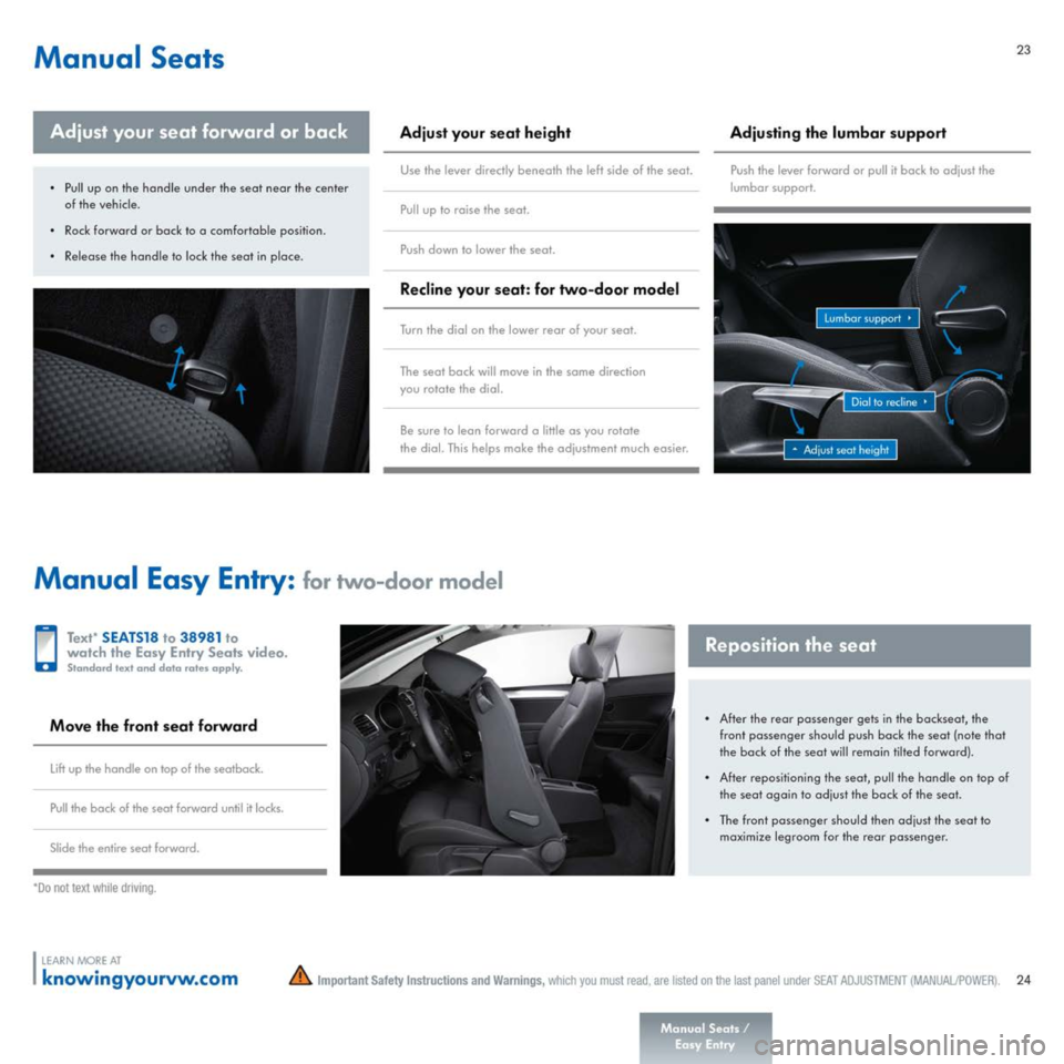 VOLKSWAGEN GOLF 2015 5G / 7.G Quick Start Guide 