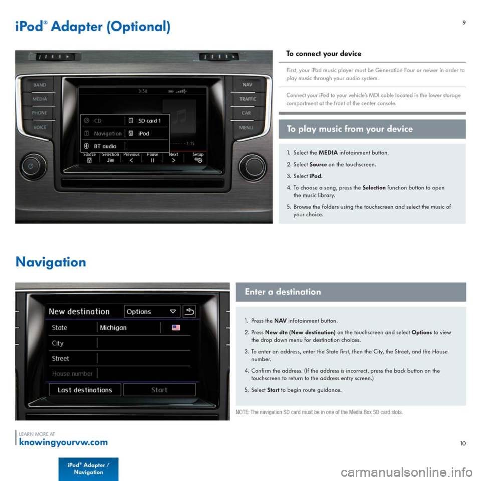 VOLKSWAGEN GOLF 2015 5G / 7.G Quick Start Guide 