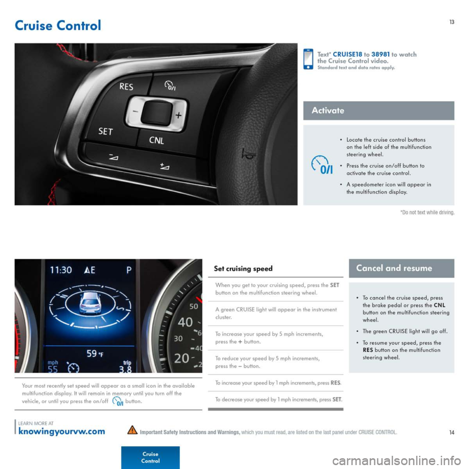 VOLKSWAGEN GOLF 2015 5G / 7.G Quick Start Guide VOLKSWAGEN GOLF 2015 5G / 7.G Quick Start Guide