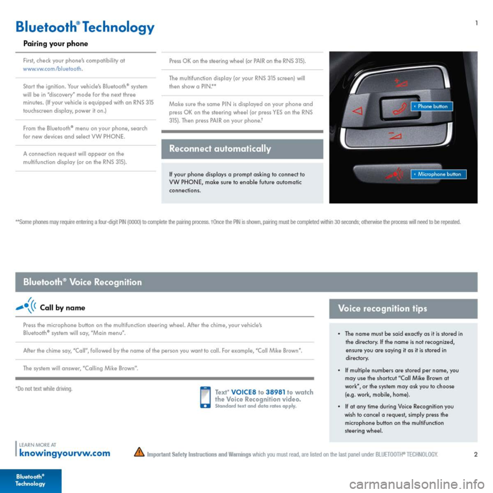 VOLKSWAGEN GOLF GTI 2014 5G / 7.G Quick Start Guide 