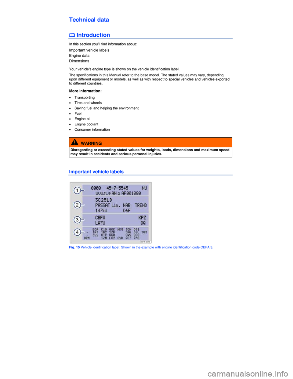 VOLKSWAGEN GOLF GTI 2015 5G / 7.G Service Manual  
Technical data 
�