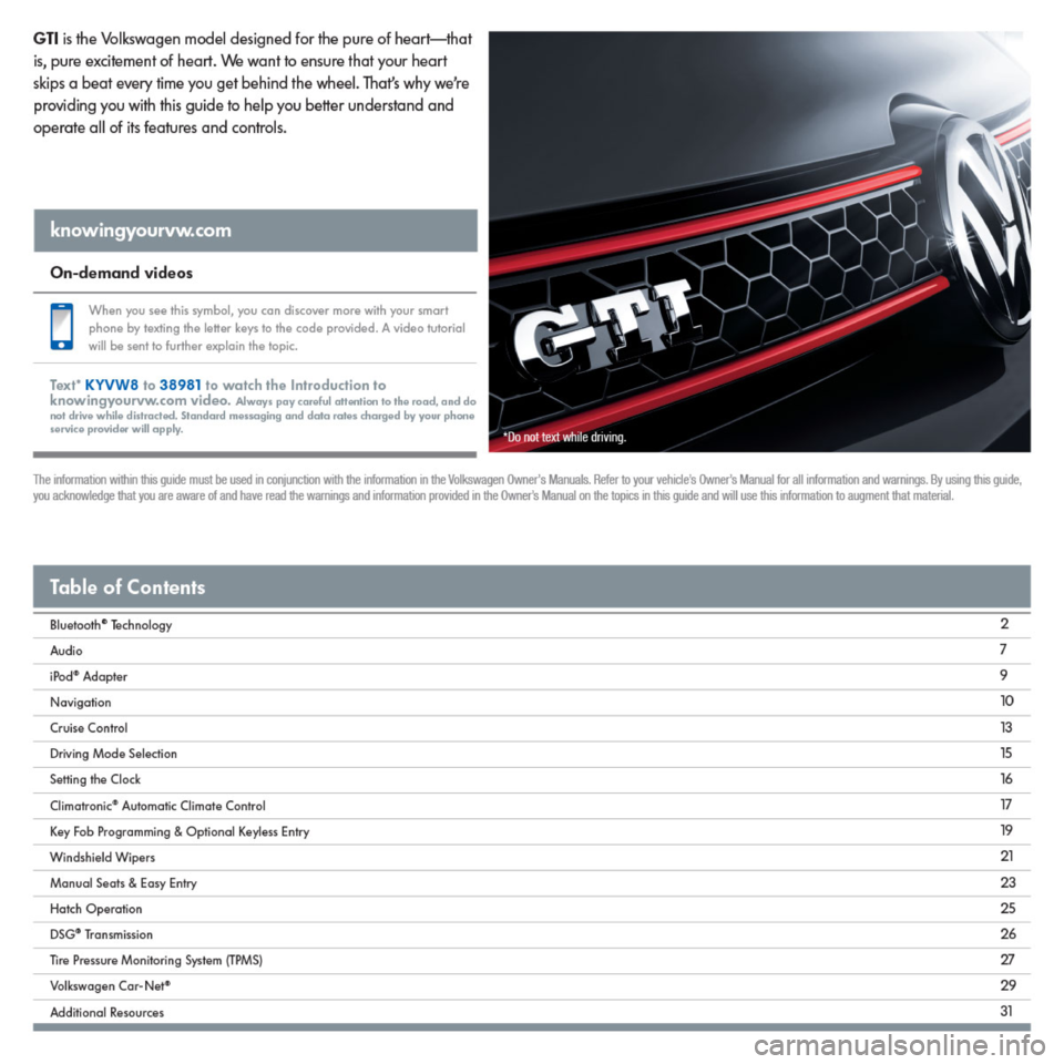 VOLKSWAGEN GOLF GTI 2015 5G / 7.G Quick Start Guide 