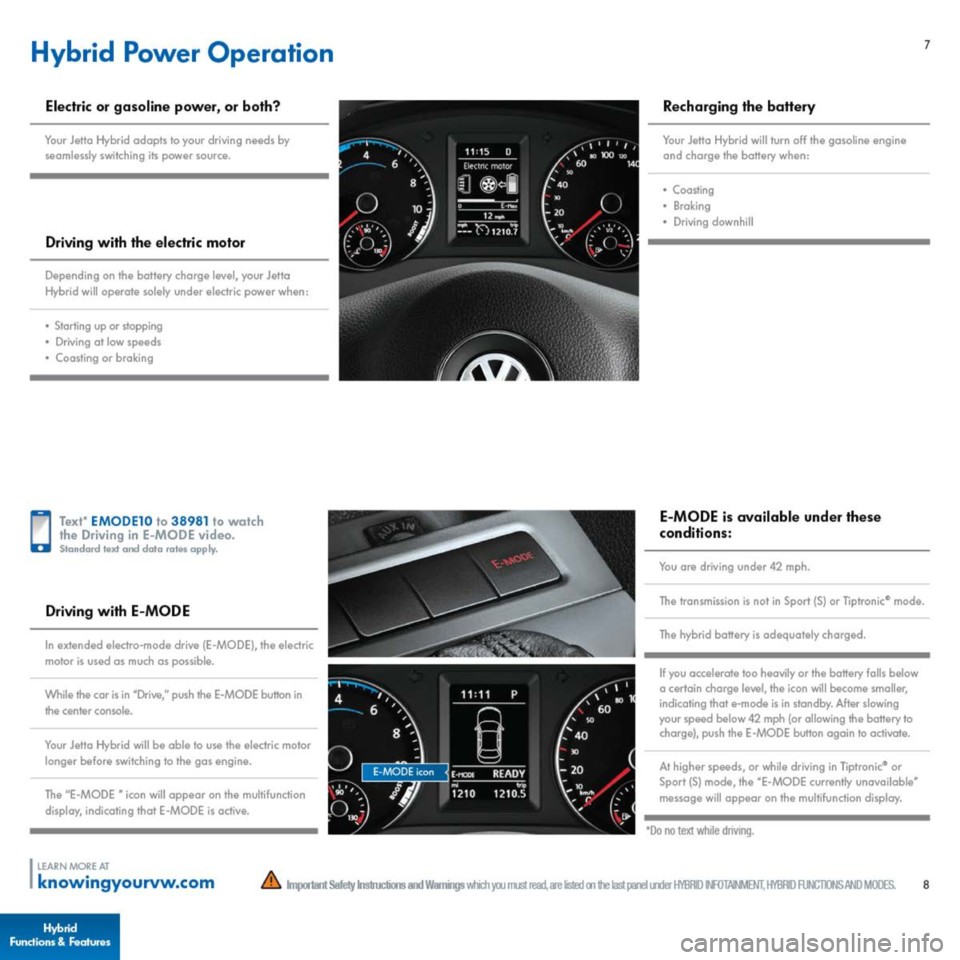 VOLKSWAGEN JETTA 2014 1B / 6.G Quick Start Guide 