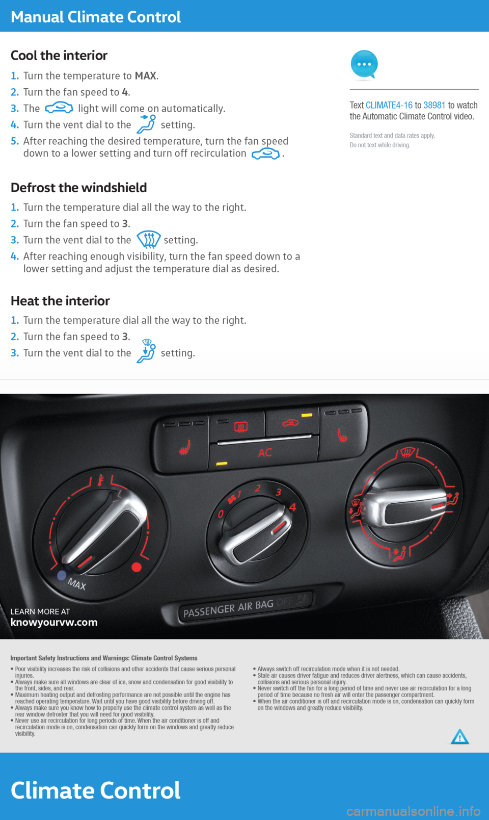 VOLKSWAGEN JETTA 2016 1B / 6.G Quick Start Guide 