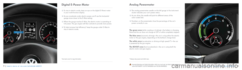 VOLKSWAGEN JETTA HYBRID 2013 1B / 6.G Quick Start Guide 