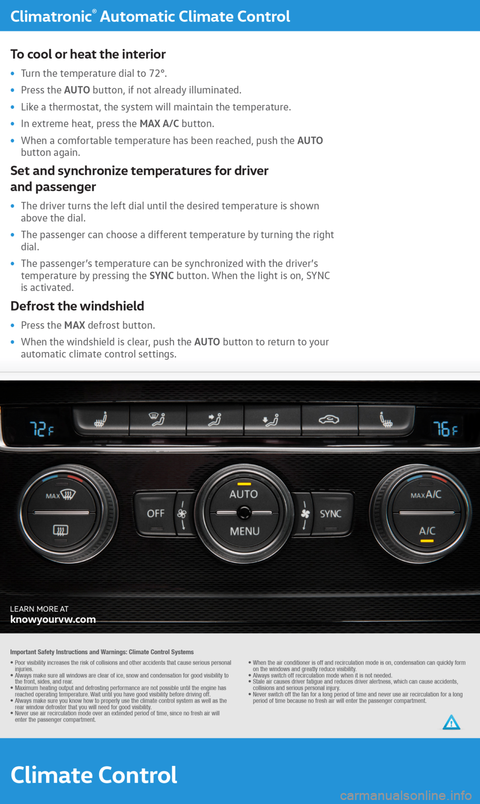 VOLKSWAGEN JETTA HYBRID 2016 1B / 6.G Quick Start Guide 