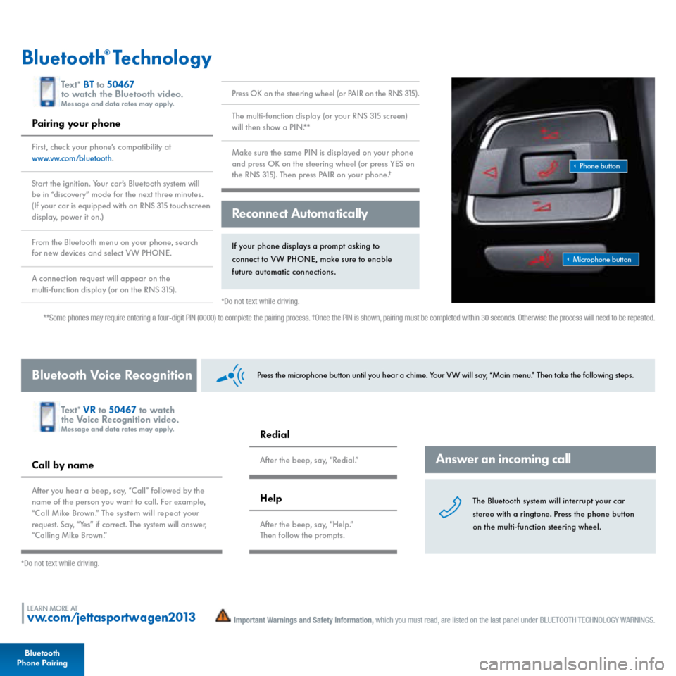 VOLKSWAGEN JETTA SPORTWAGEN 2013 1B / 6.G Quick Start Guide 